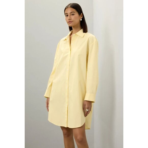 Saunders Yellow Oversized Mini Shirt Dress Size 4 Designer Women’s Casual Style - Picture 3 of 15